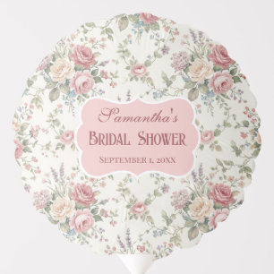 Elegant Pastel Roses Shabby Chic Bridal Shower Balloon