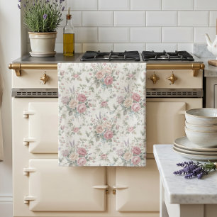 Elegant Pastel Roses Shabby Chic Kitchen Towel
