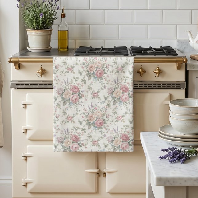Elegant Pastel Roses Shabby Chic Kitchen Towel (Creator Uploaded)
