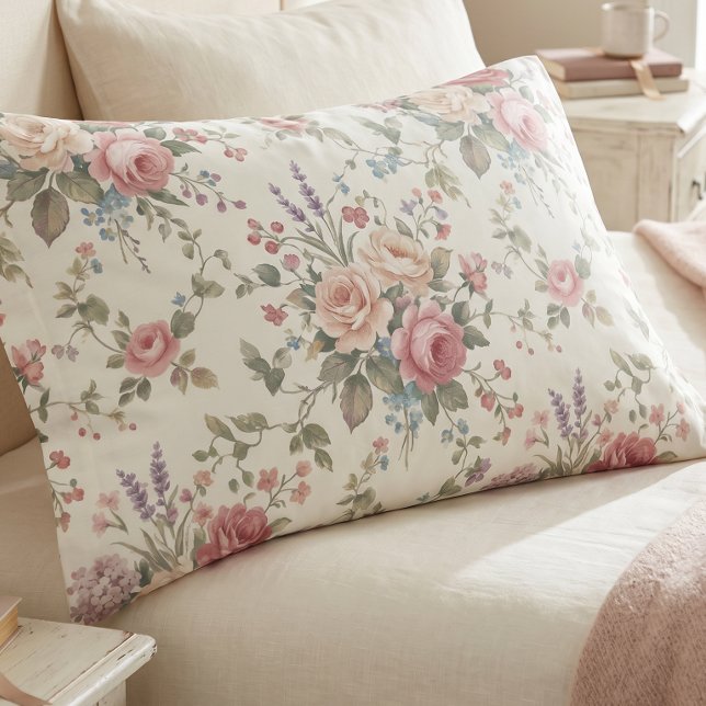 Elegant Pastel Roses Shabby Chic Pillow Case (Creator Uploaded)