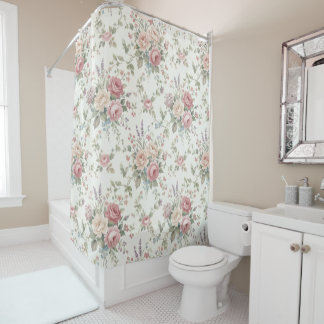 Elegant Pastel Roses Shabby Chic Shower Curtain