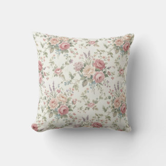 Elegant Pastel Roses Shabby Chic Throw Pillow