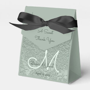 Elegant Pastel Sage Green Wedding Monogram Favor Boxes