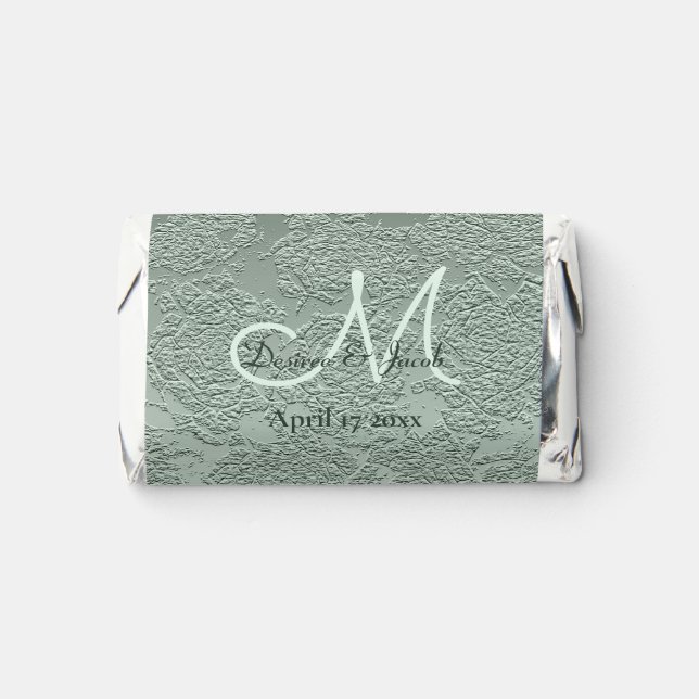 Elegant Pastel Sage Green Wedding Monogram Hershey's Miniatures (Front)