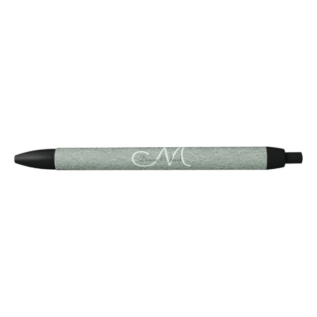 Elegant Pastel Sage Green Wedding Monogram Pen (Front)