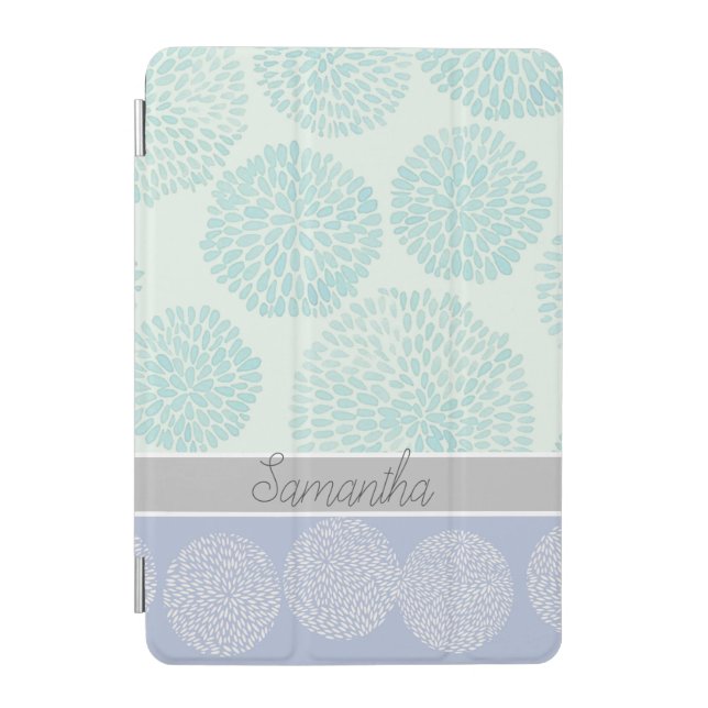 Elegant Pastel Shades of Blue Pattern Personalised iPad Mini Cover (Front)