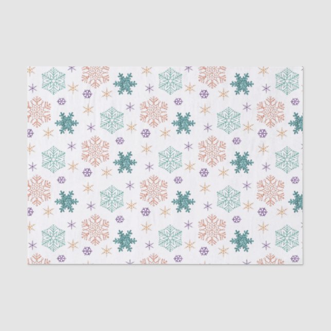 Elegant Pastel Snowflake Pattern Tissue Paper (Front)
