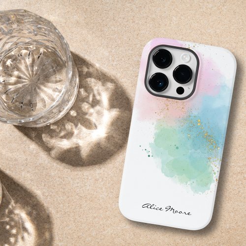 Elegant Pastel  Sparkle Watercolor  Script Name Case_Mate iPhone 14 Pro Case