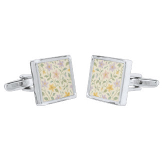 Elegant Pastel Star Flower Pattern Cufflinks