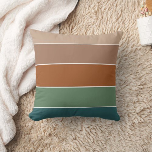 Elegant Pastel Stripe Pattern Warm Autumn Fall Throw Pillow