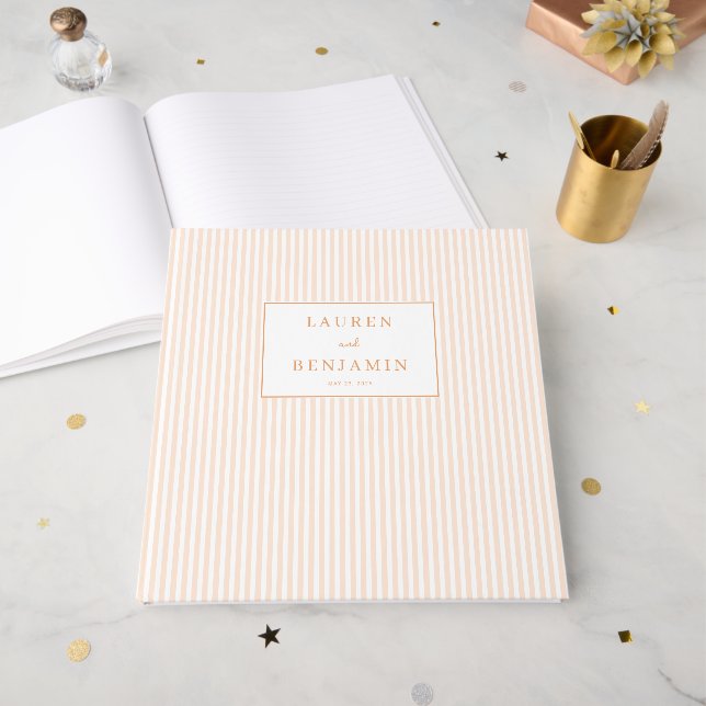 Elegant Pastel Stripes Guest Book (Front Open)