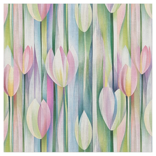 Elegant pastel tulip pattern fabric (Close Up)