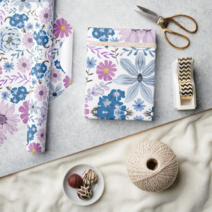 Elegant Pastel Watercolor Blossom Textil Style Wrapping Paper