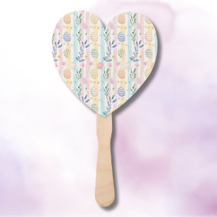 Elegant Pastel Watercolor Easter Stripes Eggs Hand Fan