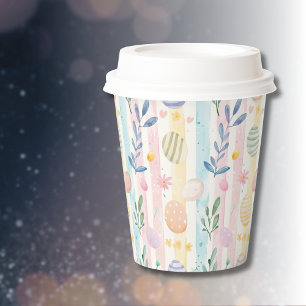 Elegant Pastel Watercolor Easter Stripes Eggs Paper Cups