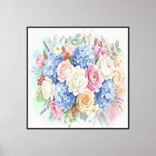 Elegant Pastel Watercolor Floral Bouquet Canvas Print