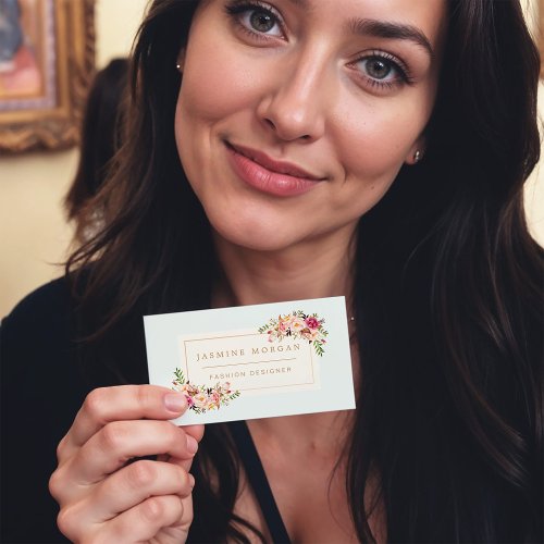 Elegant Pastel Watercolor Floral Boutique Deco Double-Sided Standard Business Cards (Pack Of 100)