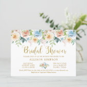 Elegant Pastel Watercolor Floral Bridal Shower Invitation (Standing Front)