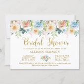 Elegant Pastel Watercolor Floral Bridal Shower Invitation (Front)