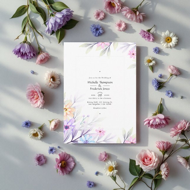Elegant Pastel Watercolor Floral Wedding Charm Invitation (Elegant Pastel Watercolor Floral Wedding Charm Invitation)