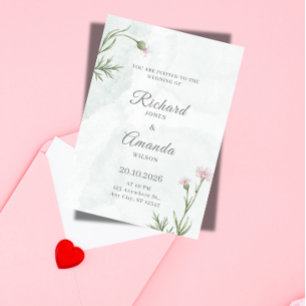 Elegant Pastel Watercolor Floral Wedding  Invitation