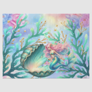 Elegant Pastel Watercolor Mermaid Decoupage Tissue Paper