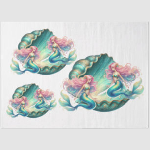 Elegant Pastel Watercolor Mermaids Decoupage Tissue Paper
