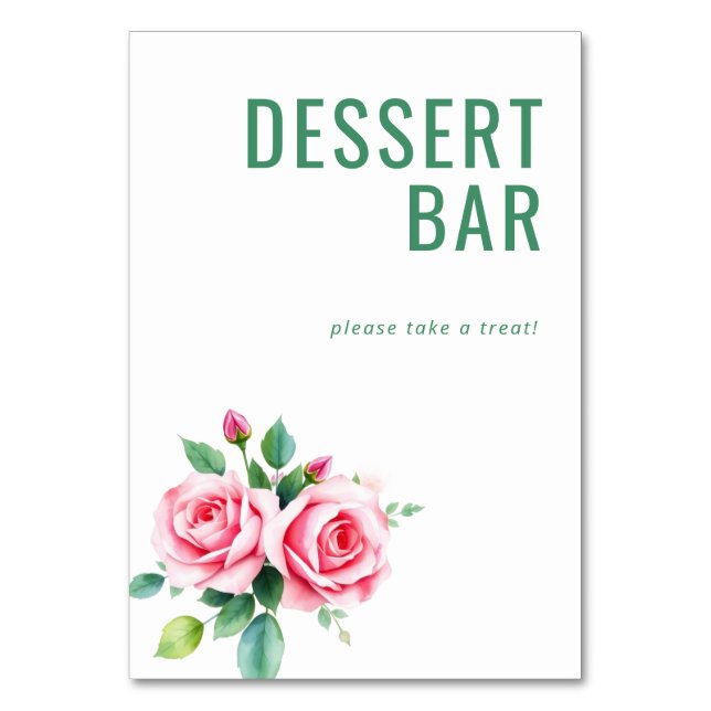 Elegant Pastel Watercolor Roses Table Number (Front)