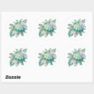 Elegant Pastel Watercolor Sea Turtle Classic Round Sticker