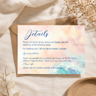 Elegant Pastel Watercolor Wedding Details  Enclosure Card