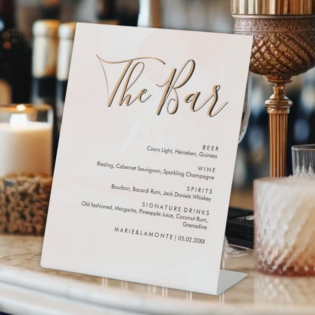 Elegant Pastel Wedding Drinks Bar Menu Pedestal Sign (Elegant Pastel Wedding Drinks Bar Menu Pedestal Sign)