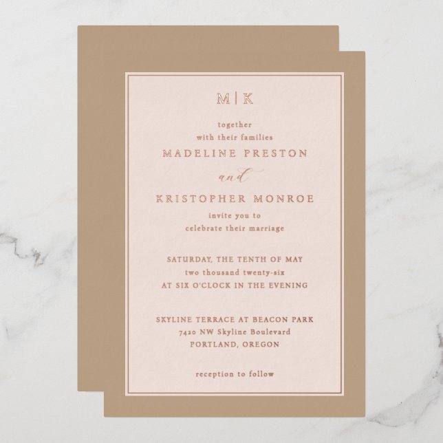 Elegant Pastel Wedding Invitation Foil Invitation (Front/Back)