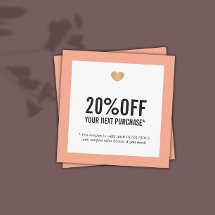 Elegant Pastel White Faux Gold Heart Salon Coupon
