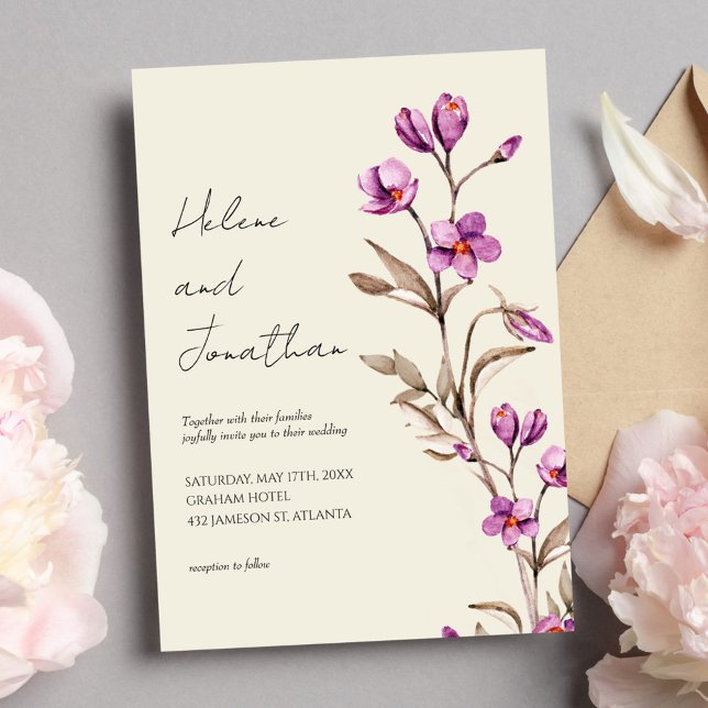 Elegant Pastel Wildflower Boho Wedding Invitation (Creator Uploaded)