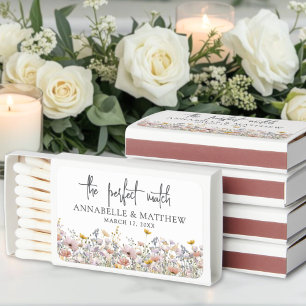 Elegant Pastel Wildflower Floral Wedding Matchboxes