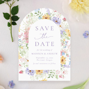 Elegant Pastel Wildflower Garden Arch Wedding Save The Date