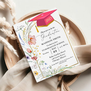 Elegant Pastel Wildflower Garden Graduation Party Invitation