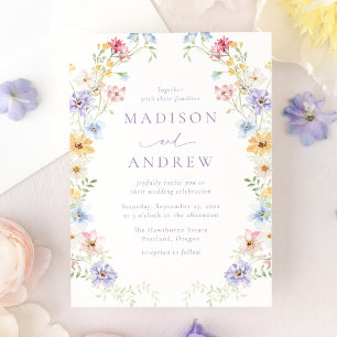 Elegant Pastel Wildflower Garden Wedding Invitation