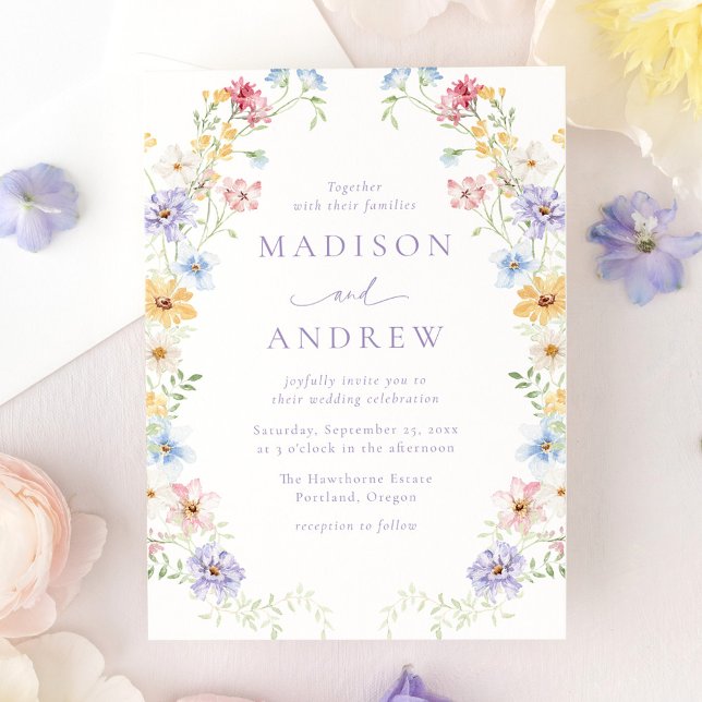 Elegant Pastel Wildflower Garden Wedding Invitation (Creator Uploaded)