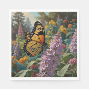 Elegant pastel wildflower garden with butterfly napkins