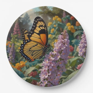 Elegant pastel wildflower garden with butterfly paper plates