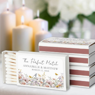 Elegant Pastel Wildflower Wedding Matchboxes