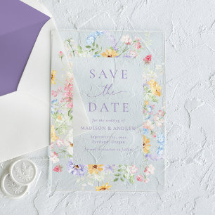 Elegant Pastel Wildflower Wedding Save the Date