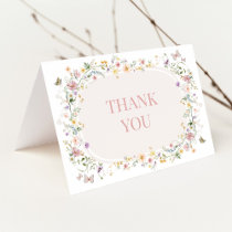 Elegant Pastel Wildflowers Blank Wedding Thank You