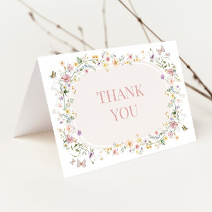 Elegant Pastel Wildflowers Blank Wedding Thank You Cards