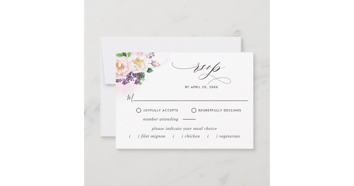 An Elegant Affair Wedding RSVP with Entree Choices, Zazzle