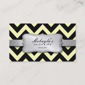 Elegant Pastel Yellow And Black Chevron Pattern Business Card by eatlovepray at Zazzle