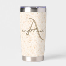 Elegant Pastel Yellow Floral Monogram Tumbler