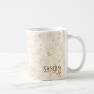 Elegant Pastel Yellow Floral Name Mug