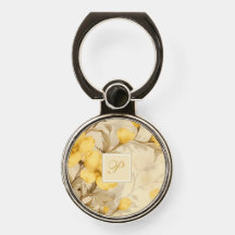 Elegant Pastel Yellow Floral Primrose Monogram